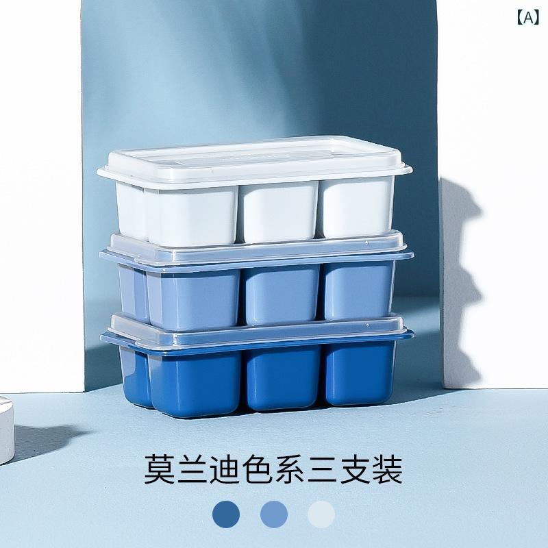 Q 自作 DIY 製氷 皿 急速 冷凍 家庭 用 個性 的な 製氷 ボックス小さな 格子 付き 蓋 付き 製氷 型 セット