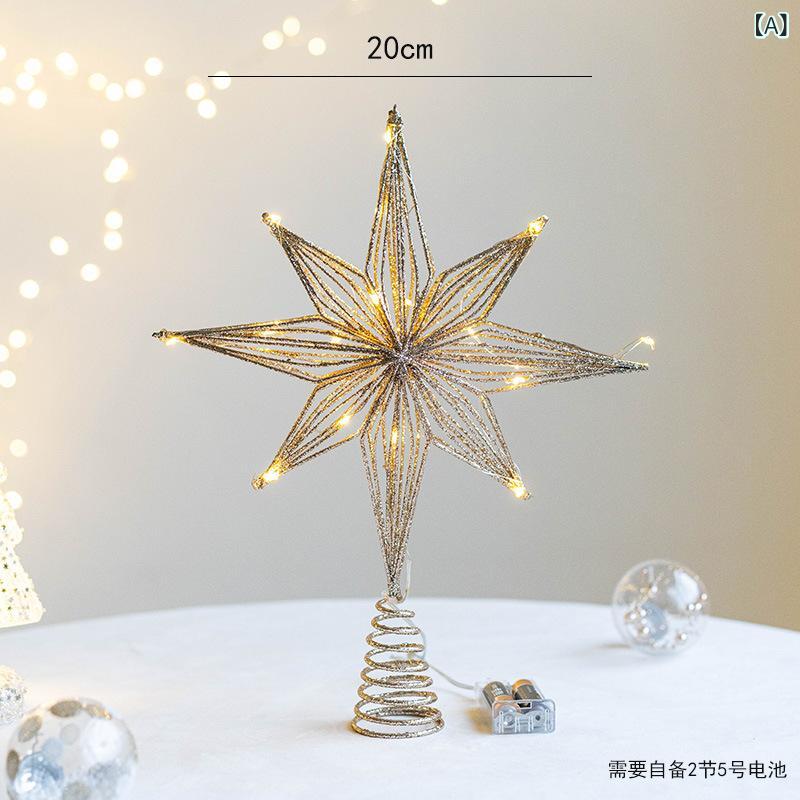 クリスマス 装飾 クリスマス 鉄 芸 樹 頂 星 クリスマスツリー 光る 星 五 角 星 装飾 スト ラップ
