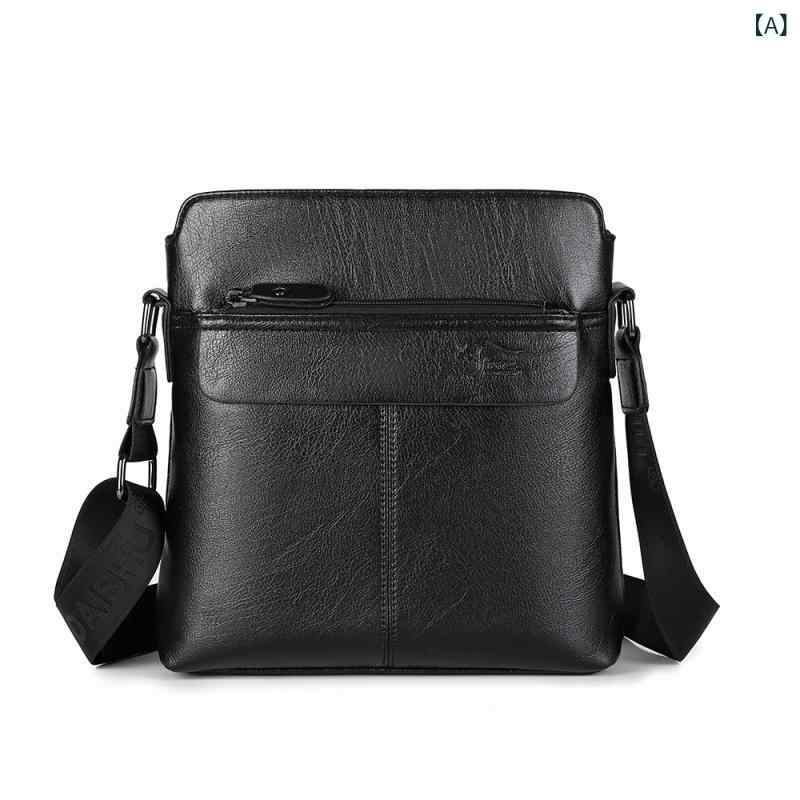 C, D, T, R, W - クロス ボーダーの 新しい メンズ PU レザー 撥 水 ショルダーバッグ ビジネス カジュアルクロスボディバッグハイエンドトレンディな トラベル バッグ