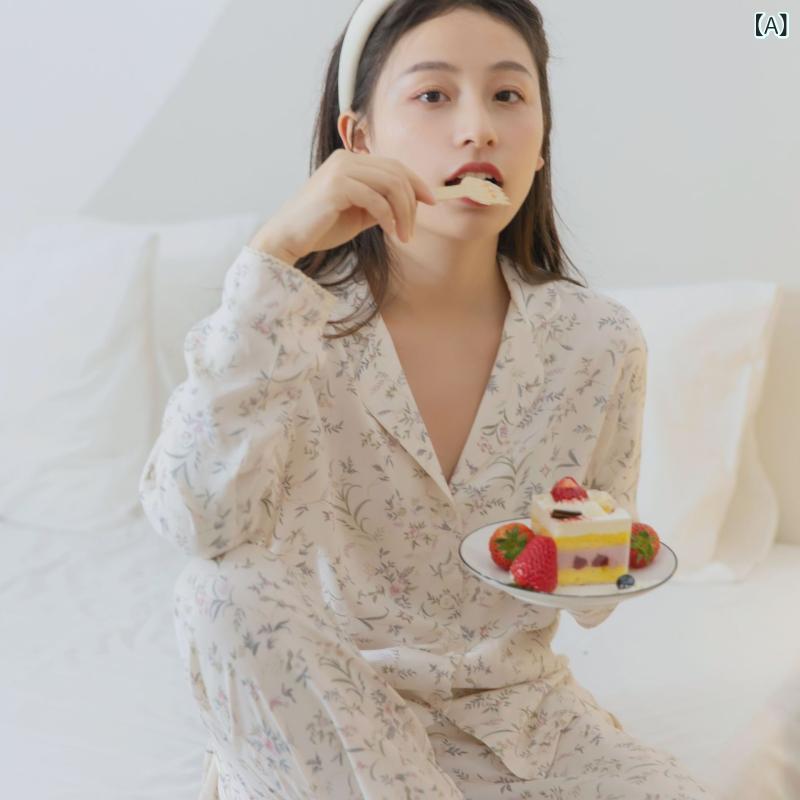 Other - スペイン o 家 レディース 春 夏小さな バラ 花の 長袖 レ トロ小さな 花 コットンコットンスーツパジャマ 女