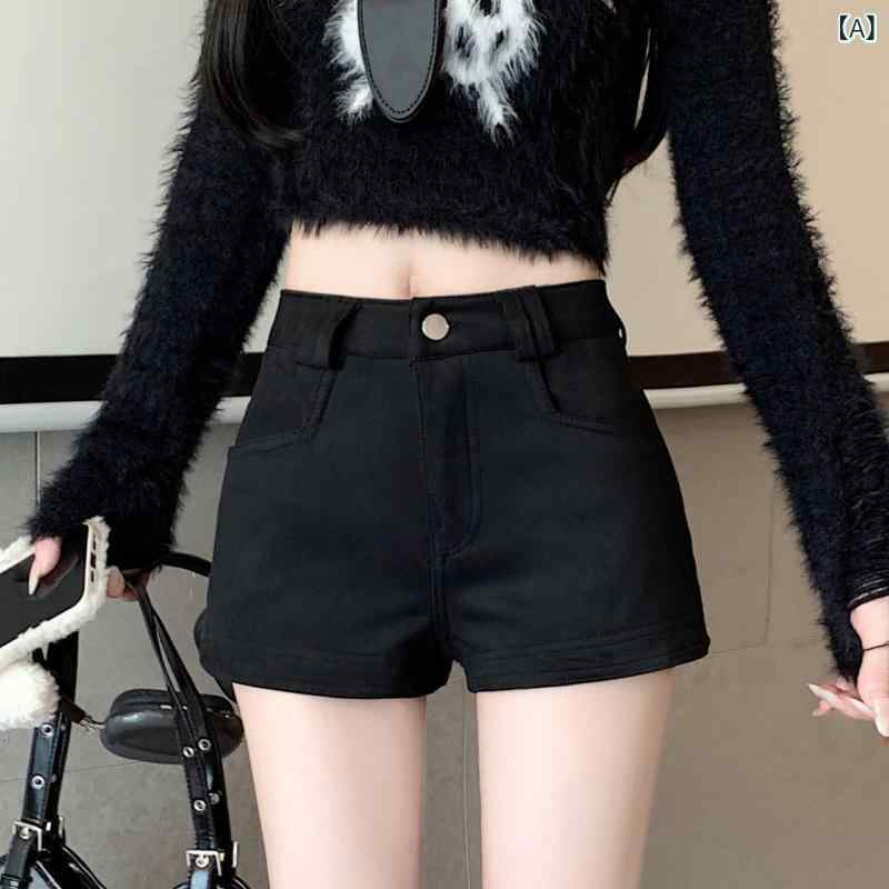 アメリカの レ トロな カレー 色の 鹿の 皮の半 ズボンの 女性の 秋冬の 外は 熱い ズボンの ギャルの ハイ ウエストの a 字の カジュアルな 底の 靴の ズボンを 着ます。