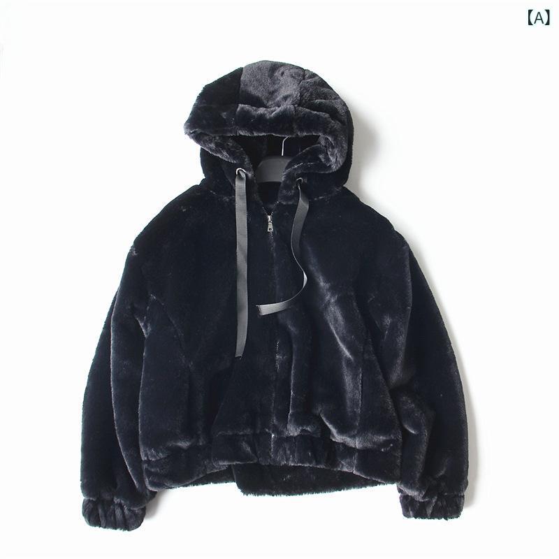 European and American single autumn and winter women's hat plush short coat resembles a pure color rabbit fur jacket, a warm casual women's wear.