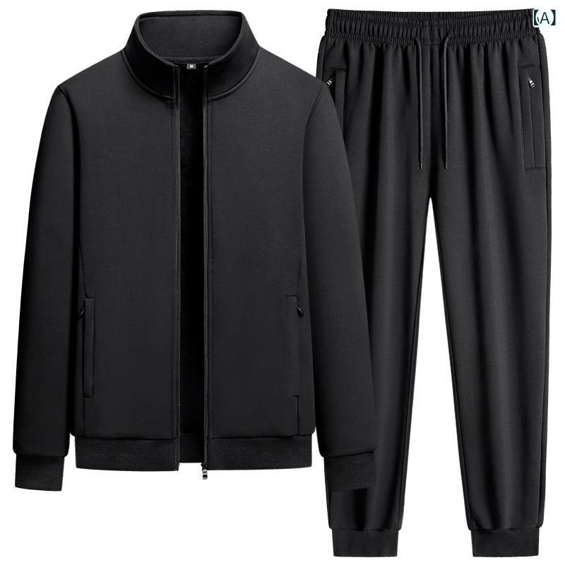 Rakuten - 大きい サイズの 制服の 男性の レジャーの 運動の スーツの ベルベットの 厚い 長袖の 韓国 版は 綿の 長い ズボンを 修理 して 作業 服を 訓練 します。
