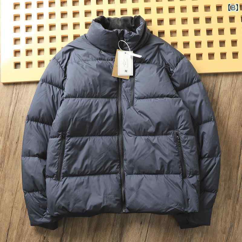 90 白 鴨の 高 さは ふわふわ して いて、 暖かい 秋冬 男性の 屋外 防風 耐寒 性 立 襟 パン 服の ダウン ジャケットを 厚く して います。