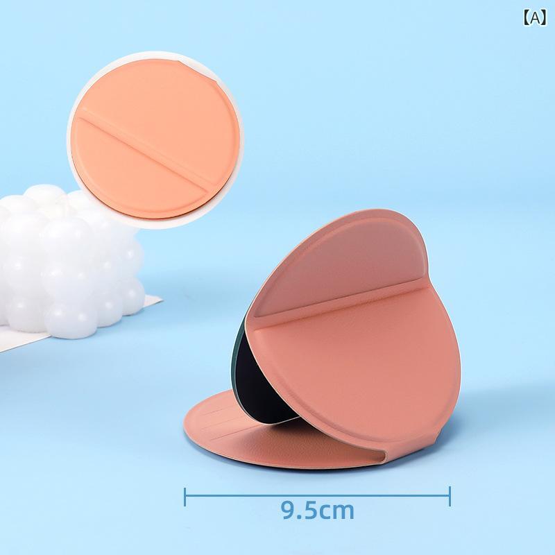 現物の デスク トップの 丸い 化粧 鏡の純 色の pu 皮 insは 簡単に 携帯 します。