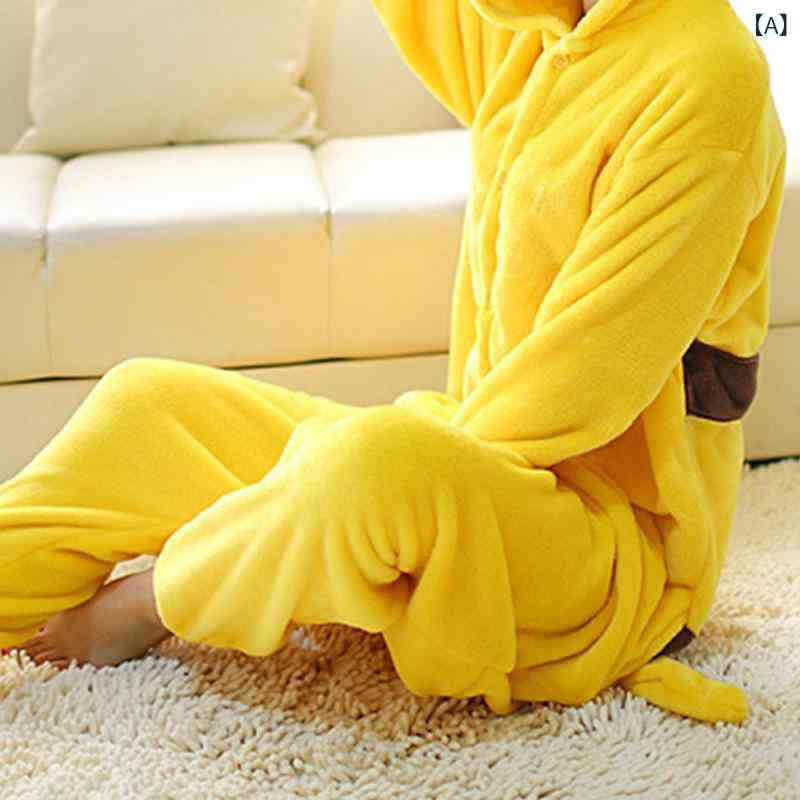 クロス ボーダー 秋と 冬の フランネル かわいい 漫画 ワンピースパジャマカップル 肥厚 ホーム 服 ポケモンガールは 屋外で 着用 できます
