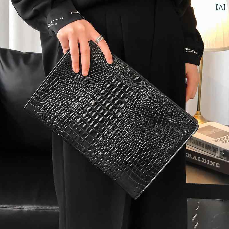 新型の ワニの 紋様の 男女の ハンドバッグの 韓国 版の 男性の カバンの カジュアルな 封筒は ipadの カバンの 書類を 包んで 流行の ハンドバッグを 包みます。