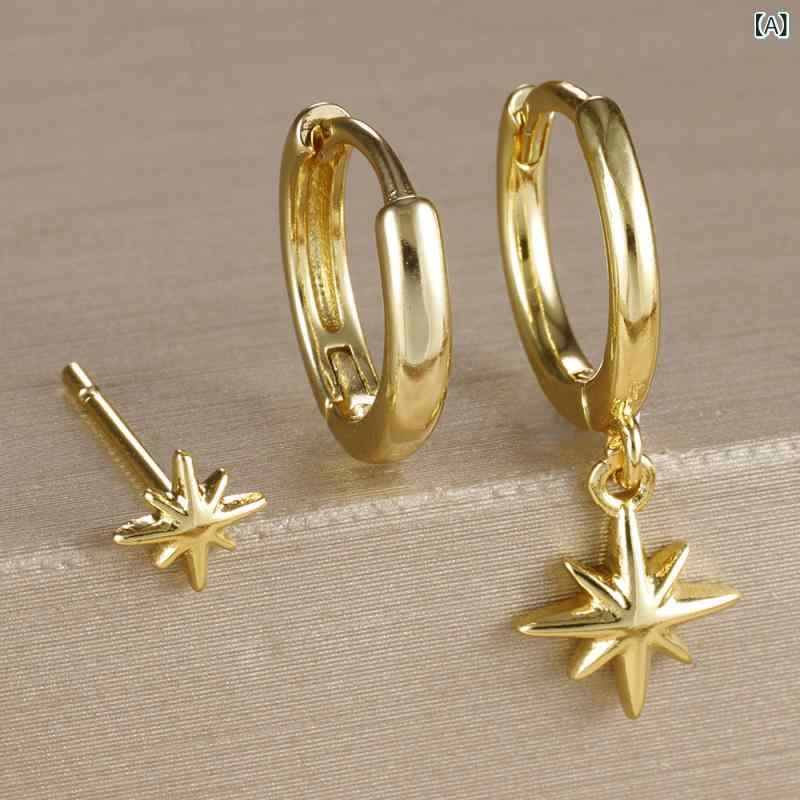 クロス ボーダーの 人気 金メッキの 顔の 耳輪は 簡単です。