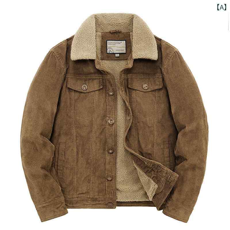 Coat - 国境を 越えた 貿易 冬 コーデュロイ ラペルコットンコートショートプラスベルベット 厚手 ジャケットメンズピュアコットン 大きい サイズプラスベルベットジャケット