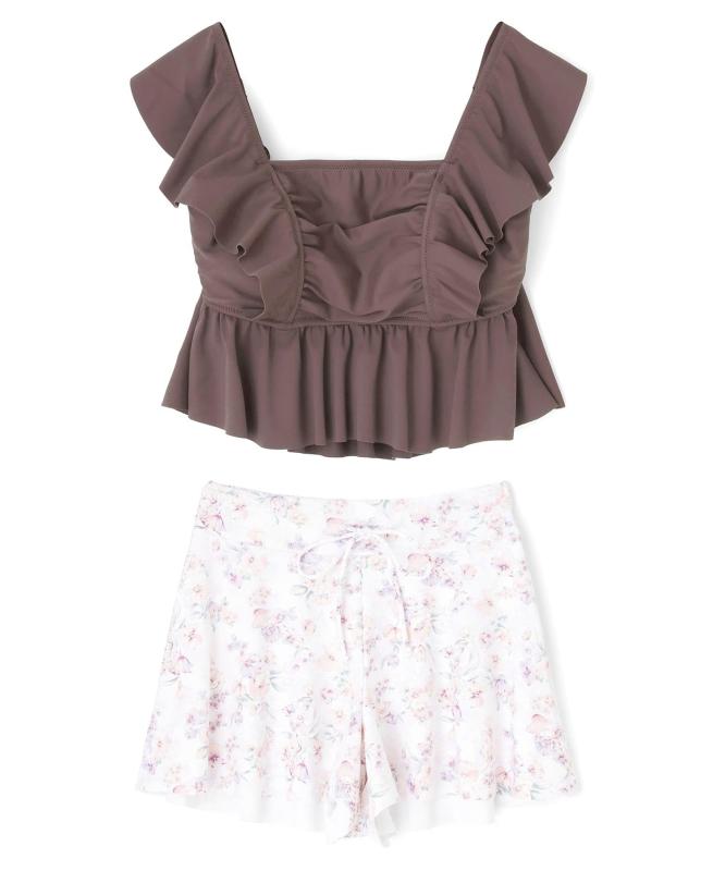 [三愛水着楽園] ビキニセット ショルダーフリル3点セット 55-53-5-1082 レディース