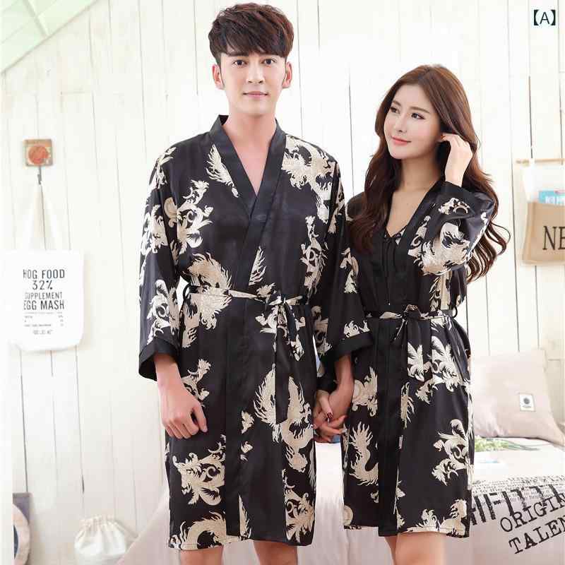 メーカー 卸売り 寝 衣 男 シルク 夏 カップル セクシー 氷 糸 バスローブ 女性 長袖 春秋 ロング パジ..