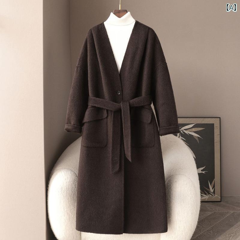 少量の 服装 2025 春の 新型 30 % 蘇 力 ウールの 両面は、 コートの カジュアルな 長い 毛の コートの 女性です