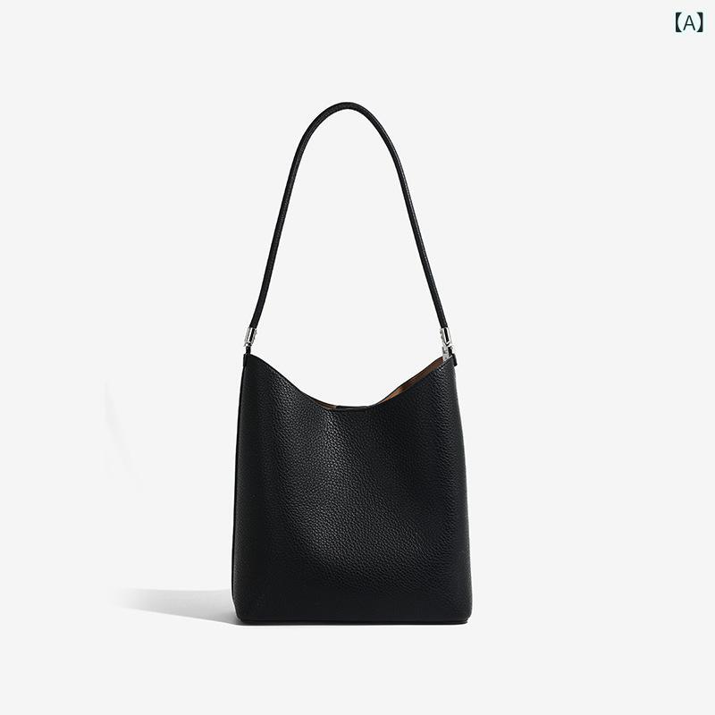工場 直販 シンプルな 牛革 レトロバケットバッグ 女性 用 2025 新しい トレンディな大 容量 ダブル ショルダー 脇の下 バッグ