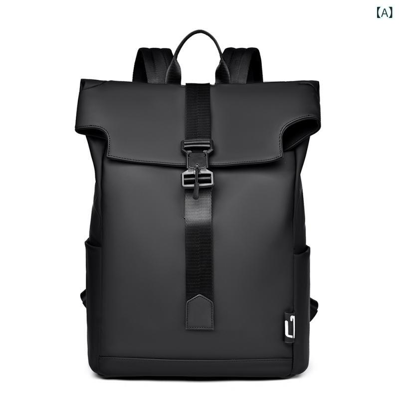 新しい メンズバックパック、 ロール トップ、 通勤、大 容量、 高級 感、 ビジネス バック パック、 アウトドア 旅行、 コンピューター バッグ