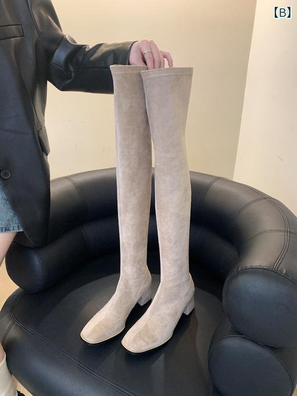 店主は 5050の 方の 頭の 太 さと やせた 足が 膝を 越えた ブーツと 秋冬の 弾力 性が ある 女性の 靴と 靴下の 靴を 推薦 した 2