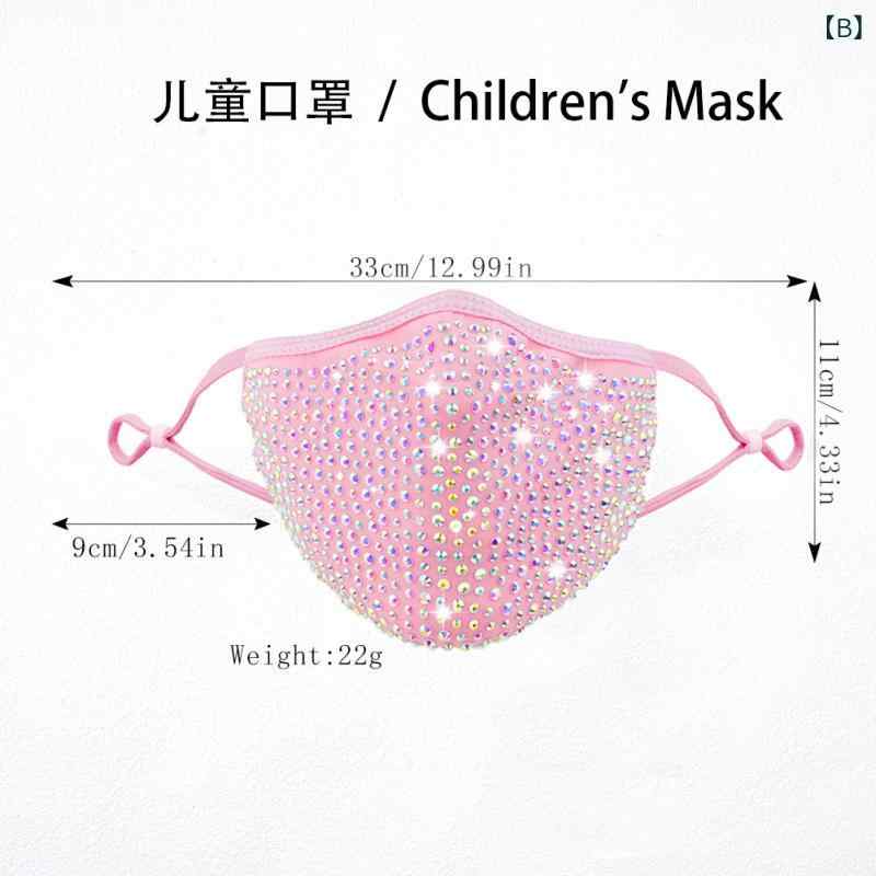 スカイライトの越境 冬 用 ラインストーンマスク 防塵 フィルター 付き ブラック おしゃれ ライン ストーン 純綿 個性 派 洗える 綿 カラフルラインストーン｜アングル2