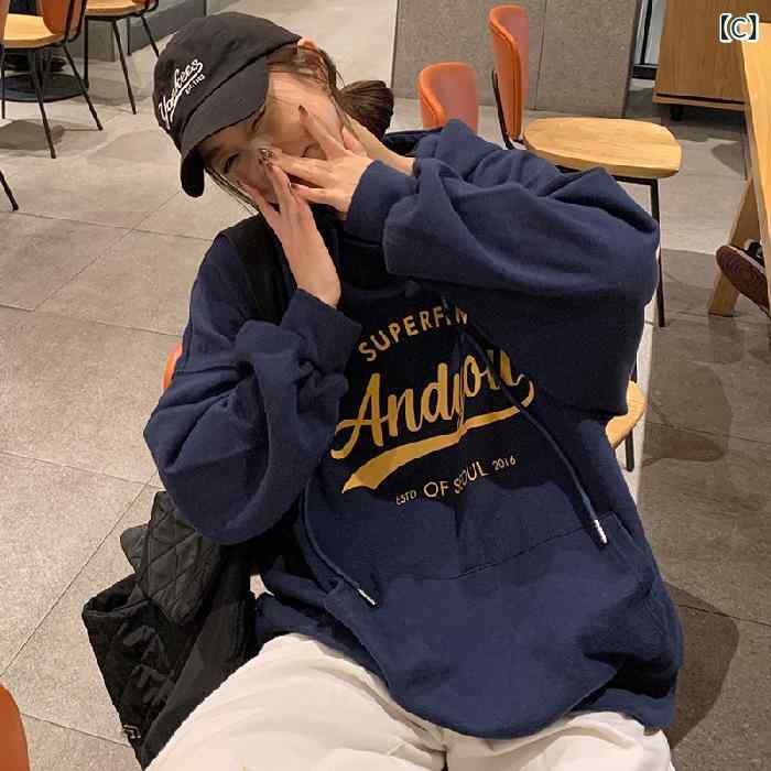 アメリカの レ トロな アルファベットの プリントの 重い ポンドは 帽子の 衛の 女性の 2023 春秋の 新型の ゆったり して いる 怠惰な 上着の コートと 薄いです。