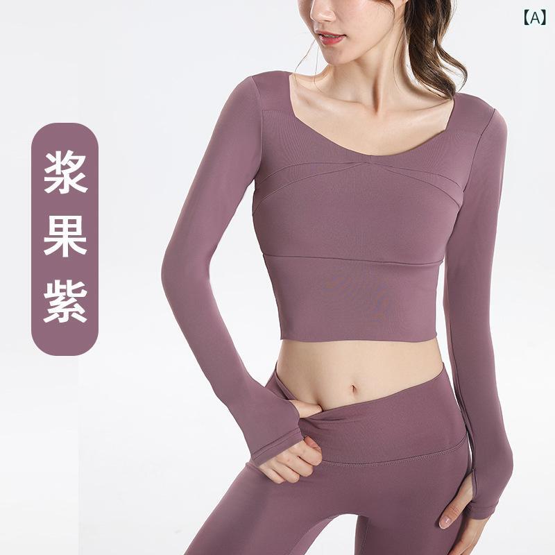 胸 パッド 付きの 一体 式 速 乾 通気 性の 薄い タイトな スポーツ ランニング 女性の 夏の ヨガの 上着