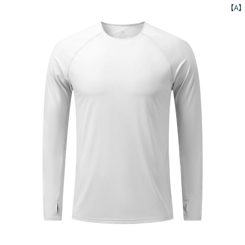 トレーニング ラウンド ネック 帯電 防止 アウトドア マラソン ランニング Tシャツ フィット ネス スポーツ 高 弾性 スリム 速 乾性 長袖 メンズ