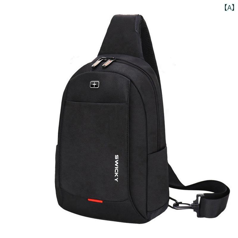 Swicky 新型 胸 バッグ 男性 斜め ショルダーバッグビジネスカジュアルショルダーバッグ 潮 斜め ショルダーバッグ多 機能 スポーツ リュックサック