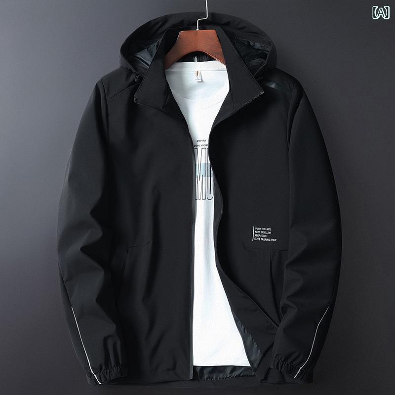 2025 男性 ジャケット 風 衣 コート 男性は 太って いて、 帽子を 脱ぐ ことが できます。