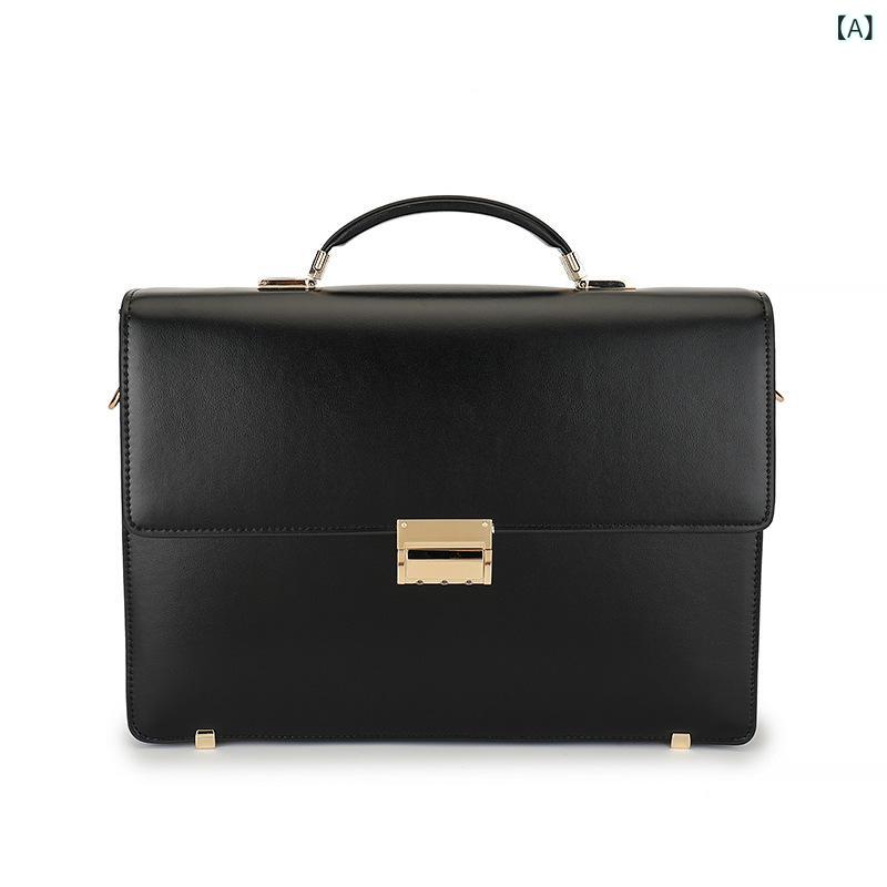 ビジネス パスワード ロック 付き メンズショルダーブリーフケース、 大型 メンズ本 革 ブリーフ ケース、 高級 レトロコンピューターハンドバッグ(4.0)