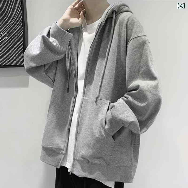 男性 式の スウェットの 春秋の カーディガンは 帽子の シャツと ゆったり して います。