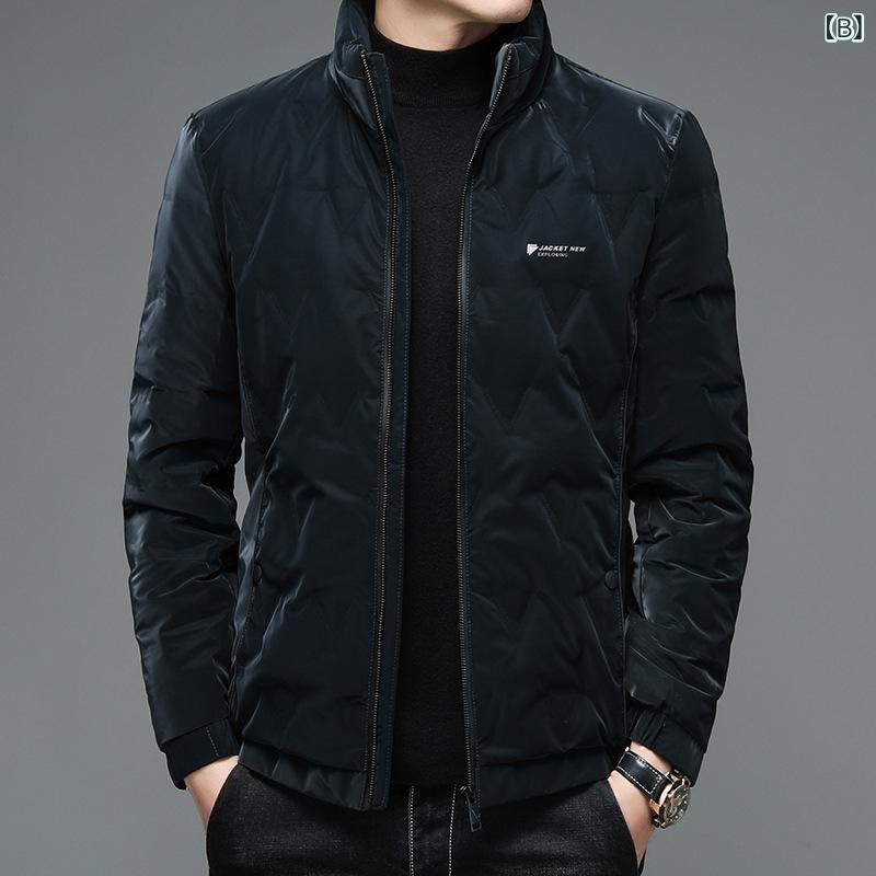 メンズダウンジャケット 男性 ショート タイプ 2022 冬 新作 野球 服 厚手 立 襟 コート 純 色 上着 男性 代 発