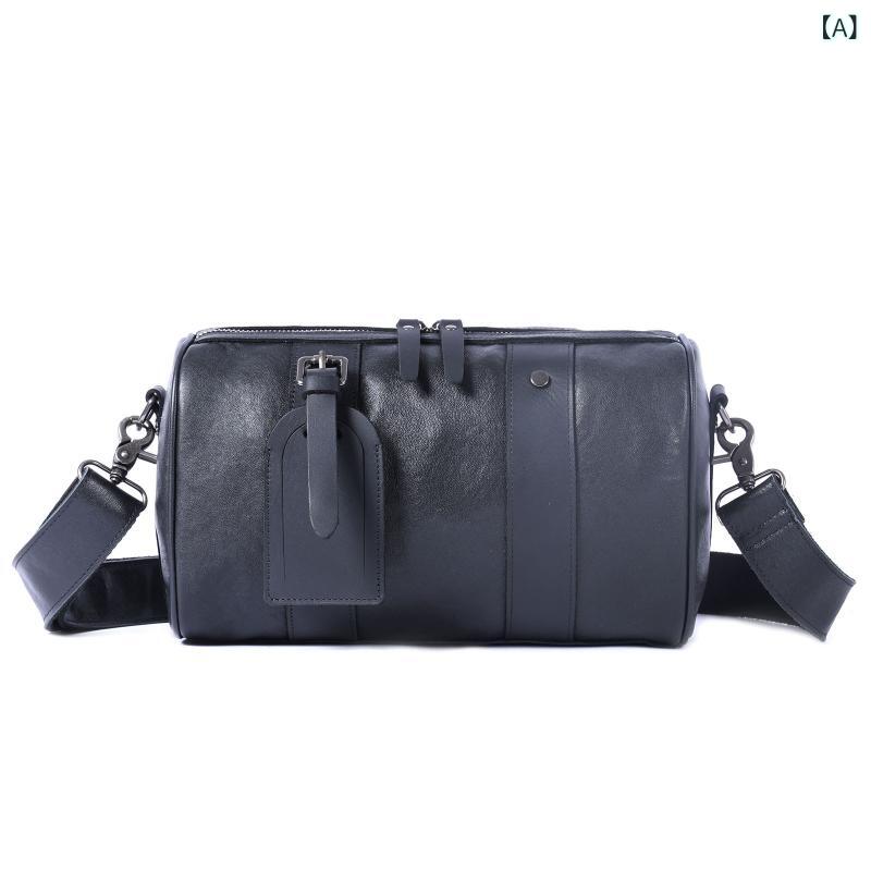 オリジナルの本 革 シンプルな 男性の 肩の 斜め 掛けの 小さい リュックサックの 手作りの 頭の 層は なめして 牛革の 携帯 電話を 植えて 円筒の 包みを 包みます。