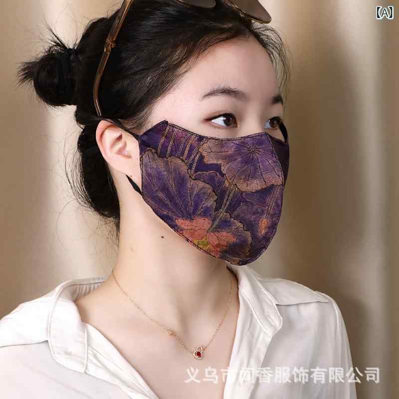 新 商品の ハイエンドの 香 雲 紗の 通気 性の 日焼け 止めの 女性の マスクの 四季は 顔を 保護 して 顔を 現します。材料: ポリエステルロゴを印刷する: いいえブランド: ニランワ季節に合わせて: Summer,冬,spring...