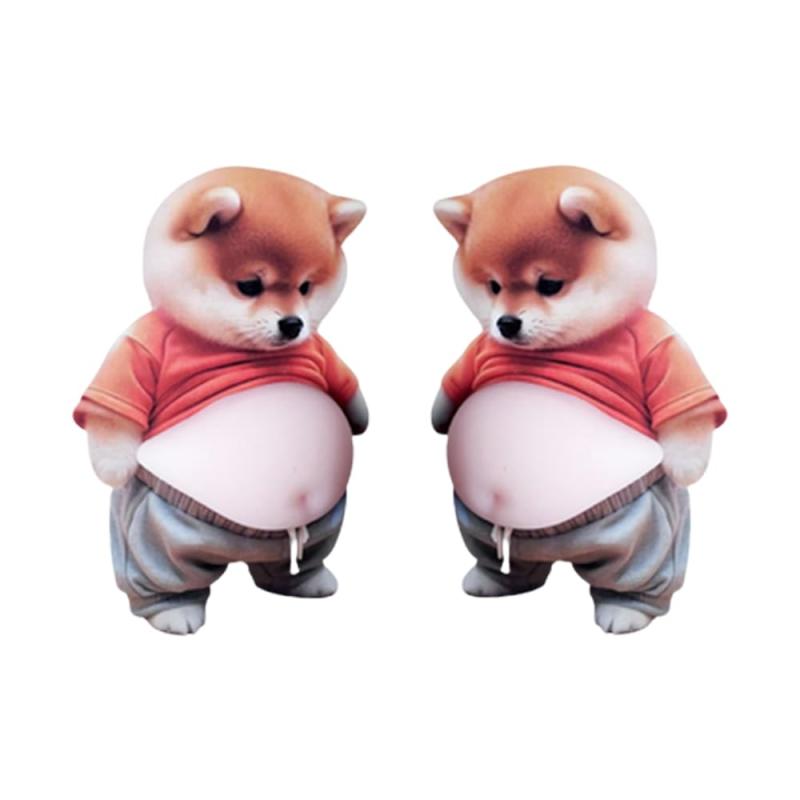 お腹ぷにぷにシール 柴犬 マシュマロシール 3D 立体 もっちり 柔らかいお腹 ぷくぷく スクイーズ かわいい デコレーション(2枚入) skylight-10664622 スカイライト サンプル画像3