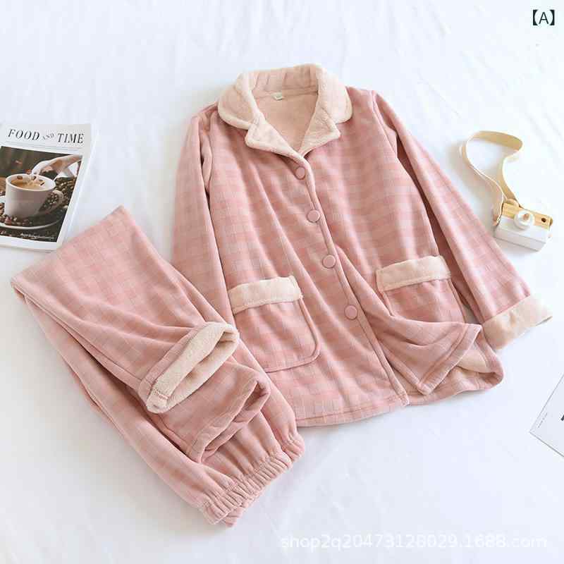 厚い カップルの サンゴの ベルベットの パジャマ セット 男性の 冬の フランネルの 長袖の ズボンの 部屋の 服と ベルベットの 保温 女性