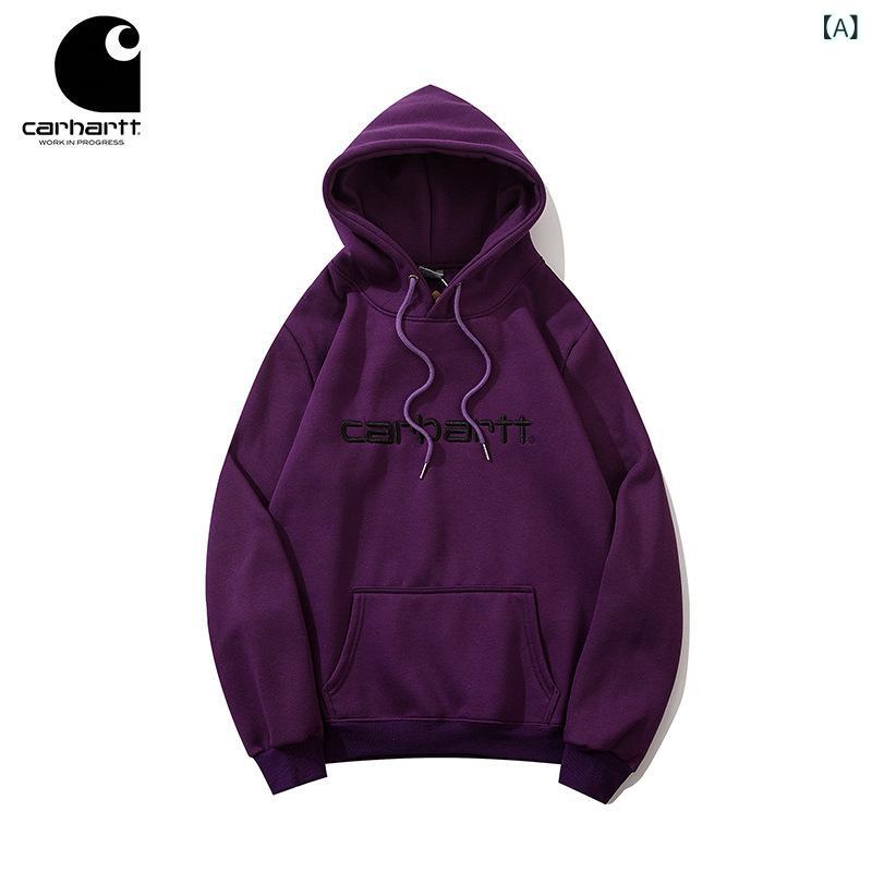 乐天商城 - Carhatt 欧米の カハファッションの ブランドの 経典の アルファベットの 刺繍の 男女の ゆったり して いる 帽子と ベルベットの パーカー