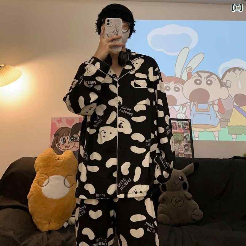 長袖の カップルの ストライプの パジャマの ...の紹介画像3