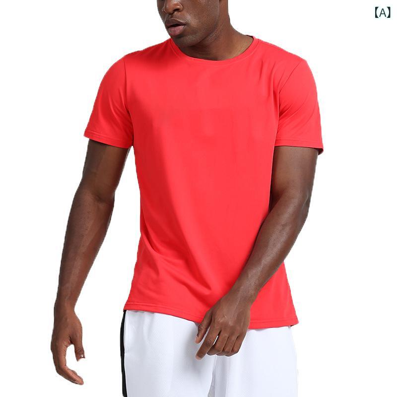 夏 速 乾 スポーツフィットネス 半袖 Tシャツ メンズランニングアウトドアバスケットボール 速 乾 服 ..