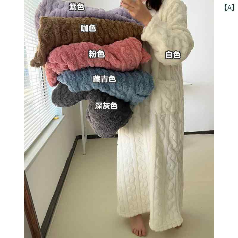 女性 用 パジャマ、 フランネル 秋冬 ナイト ガウン、 女性 用 ベルベット、 ミドル 丈 コーラル ベル..