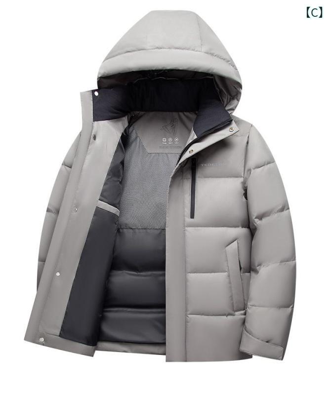 2025 メンズダウンジャケットビジネス 暖かい 冬の ハイエンドトップス 無地 カジュアル 防寒 服 パン 服 中年