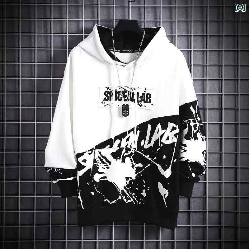 日本の ヒップホップフード 付き スウェットシャツメンズトレンディな 長袖 トップスイン 春と 夏の 新しい ルーズジャケットトレンディな ブランド パーカー