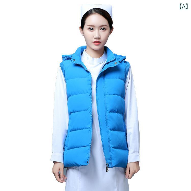 看護 師の ダウン ジャケットの 短い タイプの 長袖の ガチョウの 綿の 医者の 当直の 綿服の 保温の 女性の パンの 服の 綿(x2)