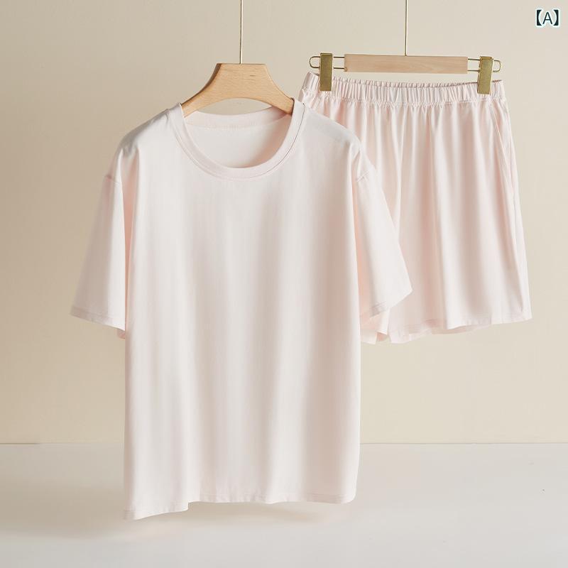 涼感 ソロナ さん パジャマ 夏の 薄い カップルの 家庭 服 セット 男性 パジャマの 外 着 半袖 パンツ（楽天・スカイライト）
