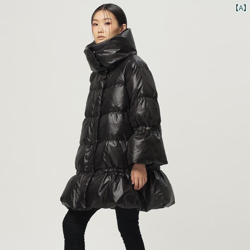 2021 女性の 新しい ダウン ジャケット 90 白 鴨 絨毛の 形 a 字 型 立 襟の 中の 長い ダウン ジャケット(x2)