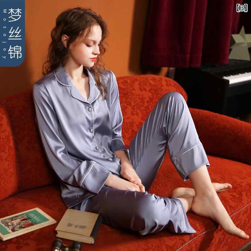 カップルの 新しい パジャマの 女性は シルク...の紹介画像2