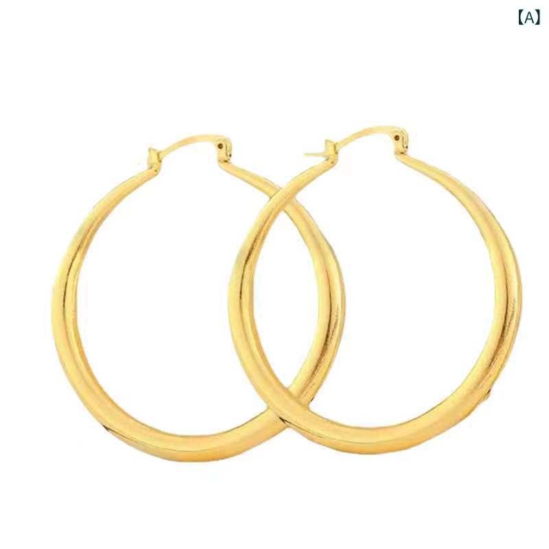 雲 錦 対外 貿易 誇張 耳輪 アクセサリー ファッション シンプルな 光沢 面の大きな 円 イヤリング パンク 耳飾り イヤリング