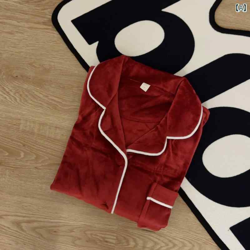 カップルの カジュアルで 快適な 保温 パジャマ 男性の ゆったりと した 家庭 服の 柔らかい 海島 パイ..