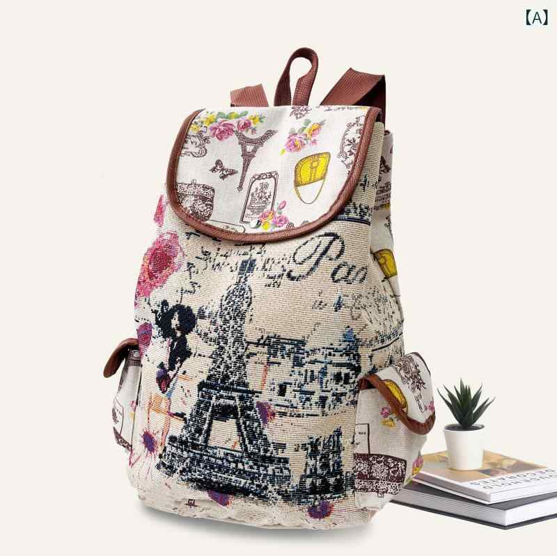 鉄塔の 猫の 民族 風の リュックサックの 女性の 旅行の大 容量の 包みの 口の ボタンの 蓋の ひもの 刺繍の リュックサックの メーカー