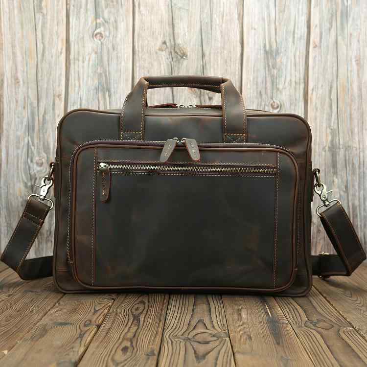 Attache Case - 欧米で よく 売れて いる 新型本 革 男性 ブリーフ ケース大 容量 17 インチ ラップトップバッグ
