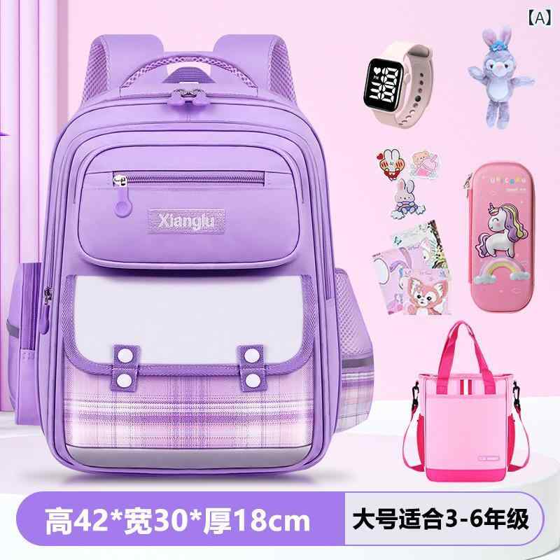 樂天商城 - かばん 女子 小学生 一 二 三から 六 年生 2025 年の 新型超軽 保護 リッジ 減負大 容量 女子 かばん