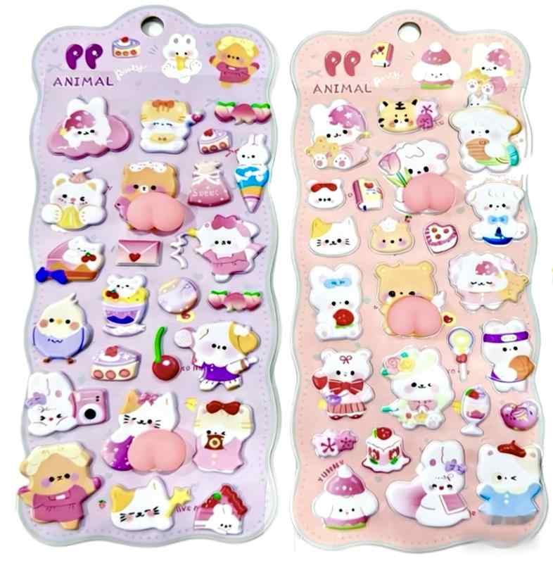 【2枚セット】ぷにぷに触感がやみつきになる おしり可愛すぎるふわふわシール 手帳・スマホデコ用 がんばった自分へのご褒美に 推し活にも skylight-10664773 スカイライト サンプル画像2