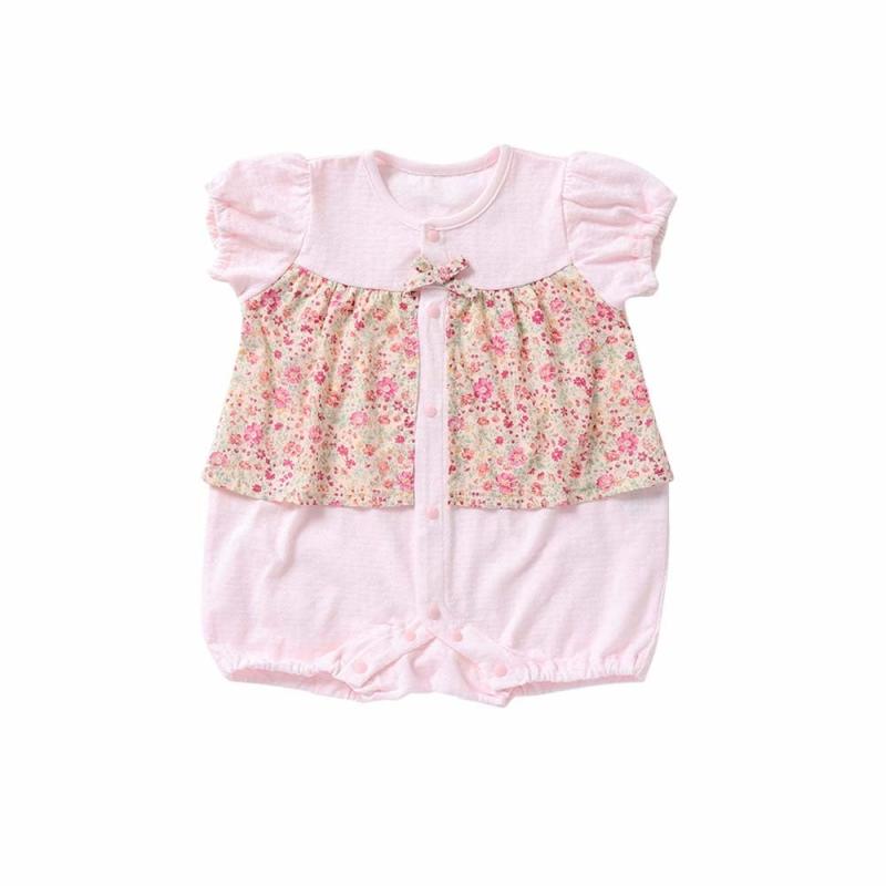 Maternity Foods - [クリーム デ ココ] 日本製 春夏向け 天竺タックジャガードプチフラワー カバーオール ベビー服 新生児 赤ちゃん 25-43112