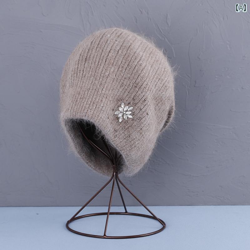 高 含有 量の ウサギの 毛の ニットの 帽子の 女性の 冬の 保温の 山の 帽子の オープン フォークの 帽子の 帽子の 韓国 版の アイロン 掛けの ドリル(x2)